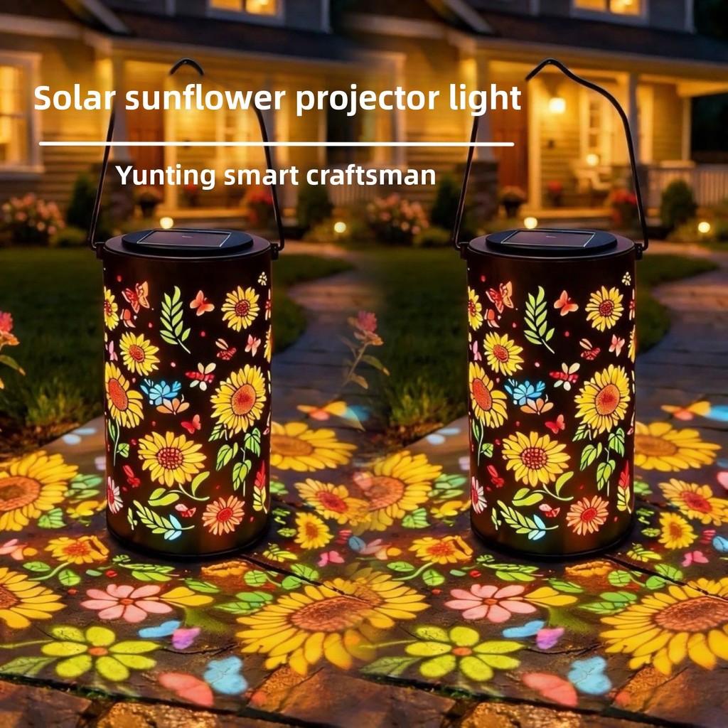 Sonnenblumen-Solar-Gartenleuchte mit Metallskulptur für die Außendekoration des Gartens