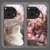 Pink Cherry Blossom Flower Cute Cat Print Tempered Glass Phone Case for OnePlus 13R 12 11 10 ACE2 3 Pro Nord 2T 4 CE3 Lite Cover