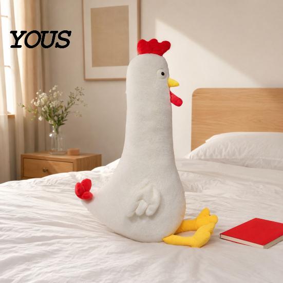 Durable Soft Toy Chicken Chick Plush Pillow, Long Body Stuffed Animal for Sleeping, Kids Cuddly Doll Pillow Adults, Removable Hugging Bed