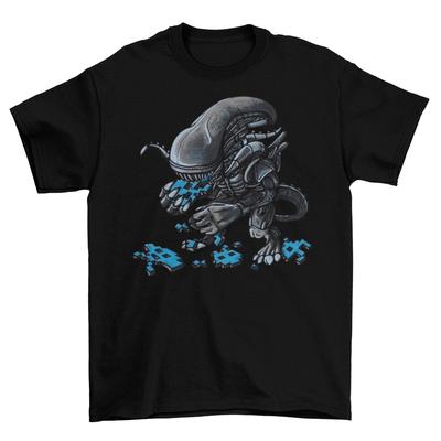 Alien frisst Aliens T-Shirt Unisex Baumwolle Erwachsene Space Invaders Halloween Neu