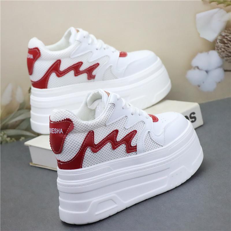 Fashion 10CM Thick Soled Women's Vulcanize Shoes Retro Platform Ladies Leisure Sneakers 12CM High Wedges Chunky Female Footwear 34-39