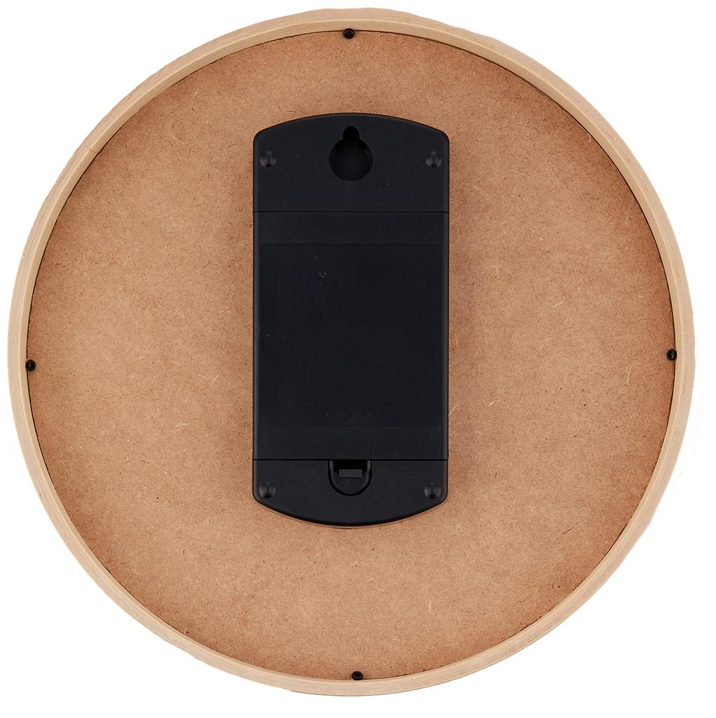 Lemnos Zegar ścienny z radiem analogowy ze sklejki w kolorze brązowym Naturalny zegar ze sklejki BW Lemnos Brown Średnica LC22-02W 25,4 cm