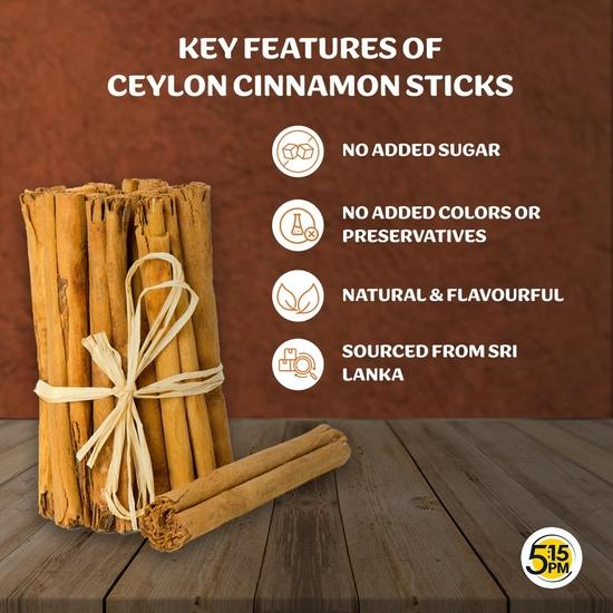 5:15PM Skořicové tyčinky Ceylon Original 100g | Srílanská Dalchini skořicová tyčinka | Nejjemnější skořicové svitky Ceylon na světě | Certifikovaný pravý zdroj