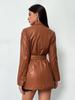 Halloween Casual Stylish Women's Coat Brown Real Lambskin Leather Trench Belted
