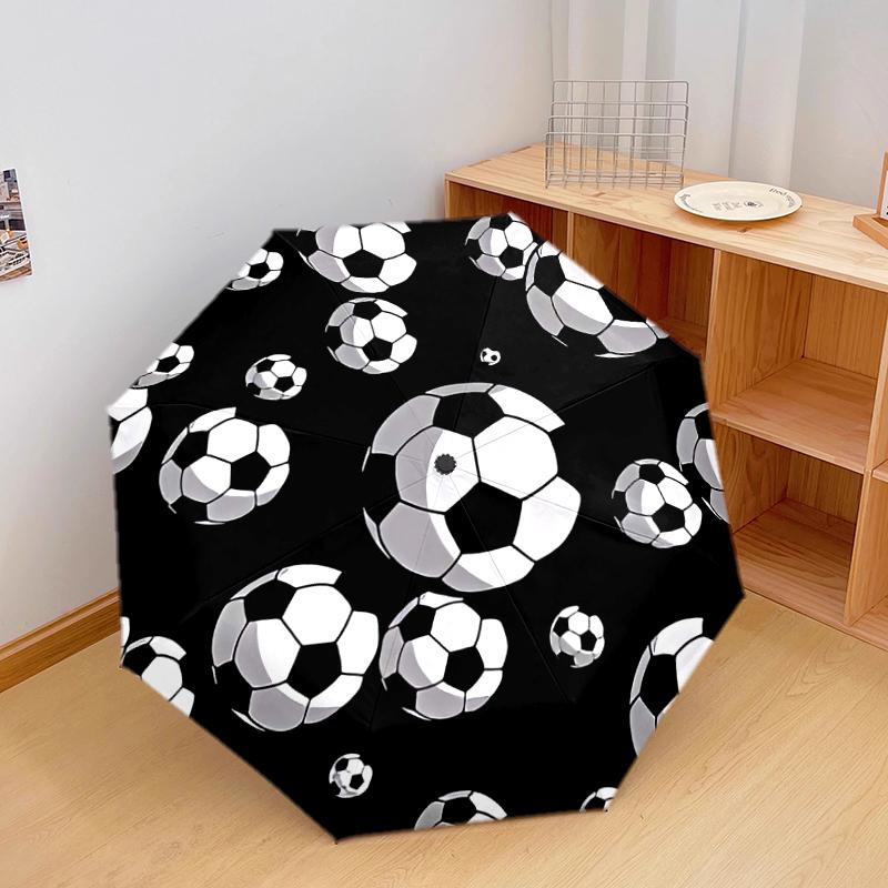 1 PC Automatic Folding Umbrella - Football Pattern, Portable & Foldable Design with 8 Ribs, Christmas Birthday Gifts