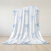 Baby Blue Bow Flannel Blanket Warm Soft Halloween Christmas Couch Warm Cozy Decorative Decor Gift for All Season