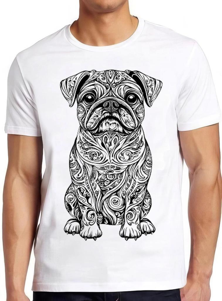 Ethnic Pug T Shirt Mandala Cute Dog Animal Funny Cool Gift Tee 2313