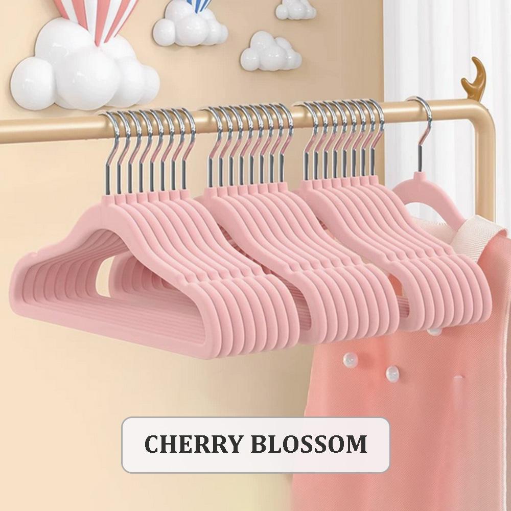 

10/20 шт. Вельветовые вешалки Нескользящие Ротанговые вешалки для детской одежды Портативный Детский органайзер для шкафа Сушка одежды Экономия места 35CM-10PCS розовый