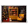 Mocsicka Indoor Christmas Home Photography Backdrop Child Birthday Photo Background Xmas Tree Bear Gifts Sofa Party Decor Banner