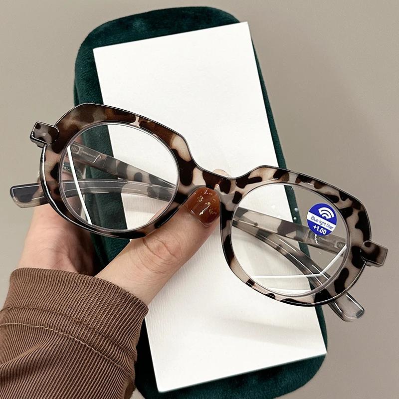 Spring Leg PC Frame Presbyopia Glasses Retro Large Oval Reading Glasses for Elderly Blocking Blue Light Presbyopia Eyeglasses
