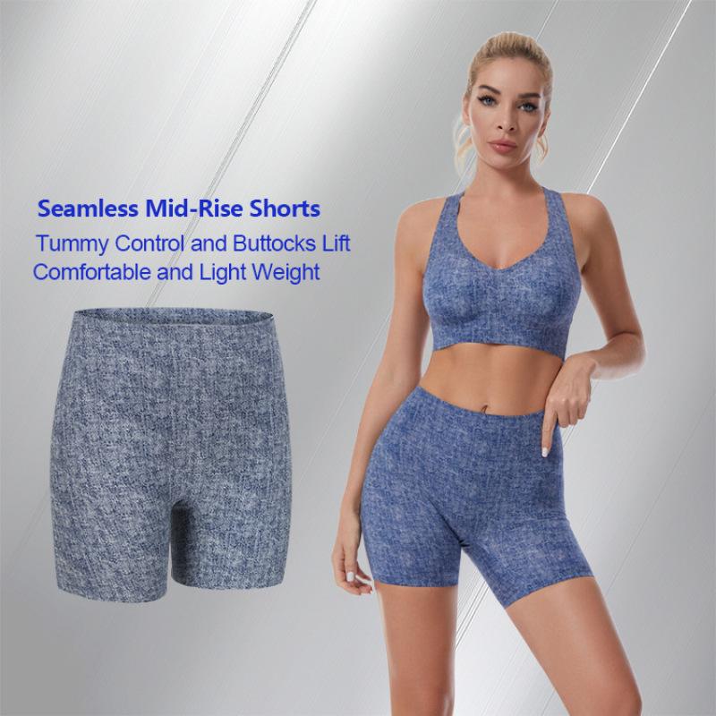 Reggiseno sportivo senza traccia, senza anello in acciaio, comoda tuta da yoga, pettorina staccabile, pantaloncini stringenti in vita XS-XL