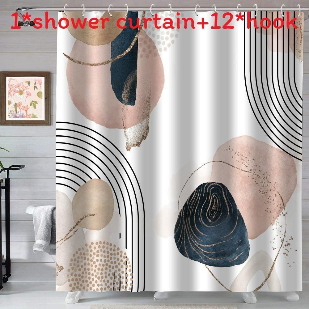 Boho Style Watercolor Polyester Shower Curtain Waterproof Fabric For Bathroom Decor And Privacy Divider
