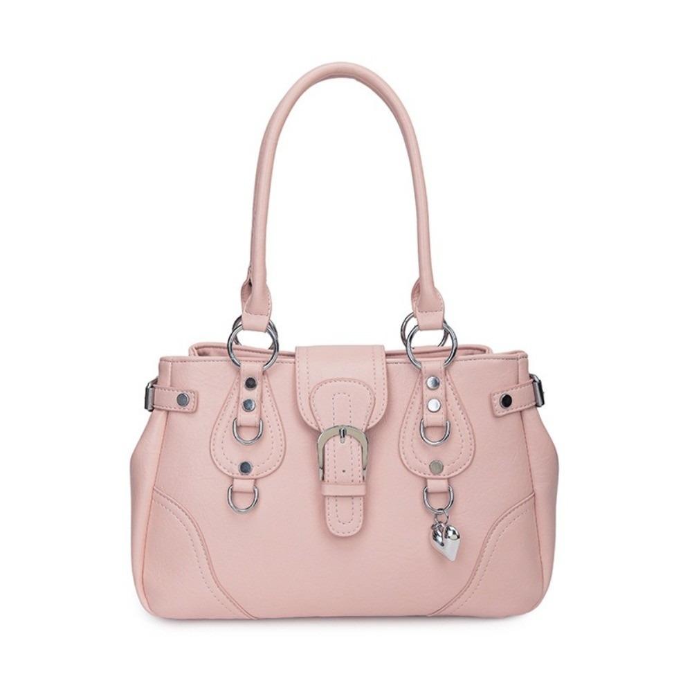 Y2K Aesthetic Women Underarm Bag Large Capacity PU Leather Retro Shoulder Bag Motorcycle Style Single Shoulder Handbag
