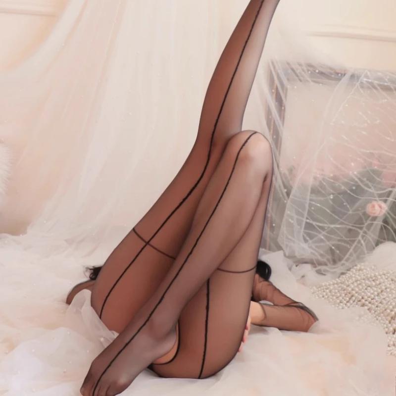 

Cross Line Pantyhose Erotic Crotchless Tights Sheer Silky Body Stockings for Women Lingerie Black Red Sexy Underwear One Size чорний
