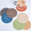 4pcs/Set Vintage Round Woven Placemats Heat Resistant Washable Braided Place Mats Non-Slip Dish Plate Pot Mat Dining Table