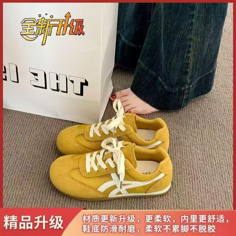 

Сетчатые дышащие немецкие тренировочные туфли женские весенне-летние новые женские туфли повседневные спортивные маленькие белые на плоской подошве универсальные Forrest 40 жёлтый