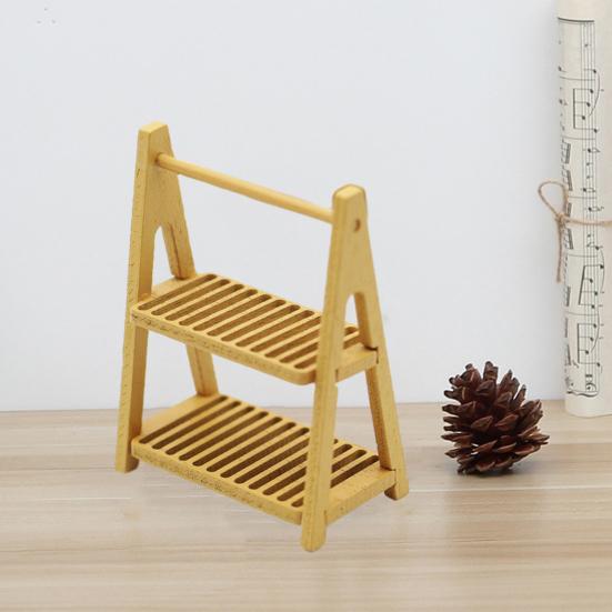 Puppenhaus-Aufbewahrungsregal, doppelschichtiges Miniatur-Brotregal, exquisites Puppenhaus-Organisationsregal, Puppenhaus-Zubehör