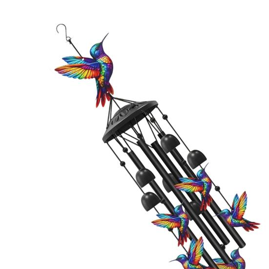 Metal Wind Chime for Outside Butterfly/Red Bird/Hummingbird Hanging Windchimes for Garden Patio Backyard Decor