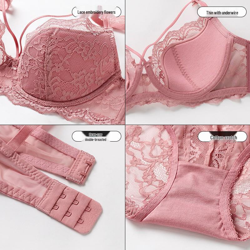 Cross-Border Lace Cotton Bra Set: Sexy, Plus Size, Anti-Sagging Support