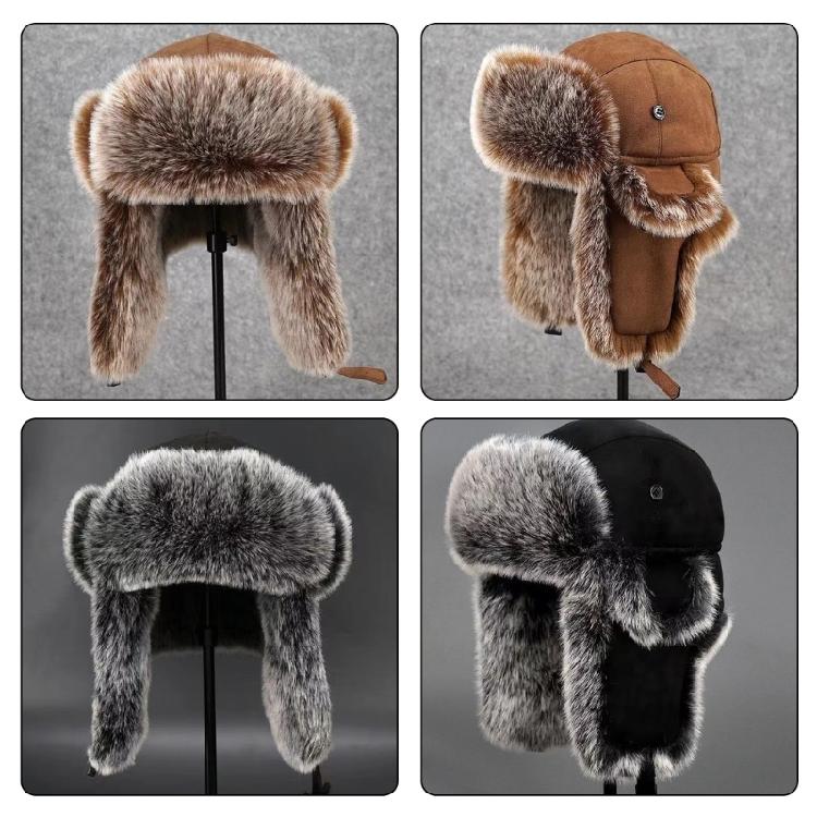 Adult Furry Trapper Hat with Earflaps Winter Warm Thicken Ear Flaps Hat Windproof Winter Hunting Coldproof Cycling Hat