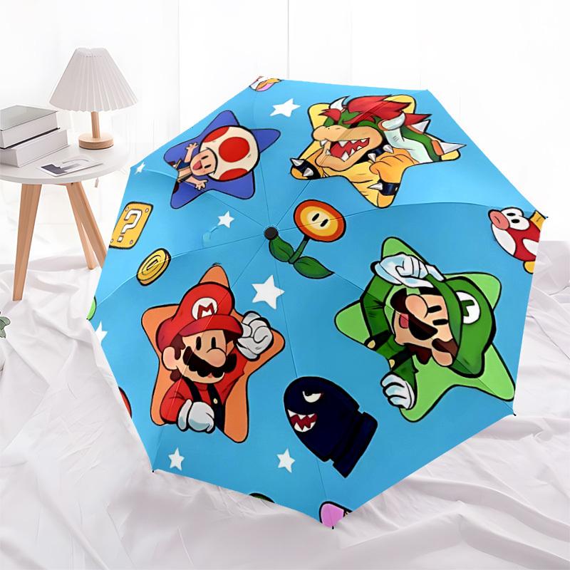 1pc Mario Luigi Automatic Folding Umbrella - Compact 8-Rib Design, Durable Plastic & Iron, Lightweight for Outdoor Daily Use,  a0929145