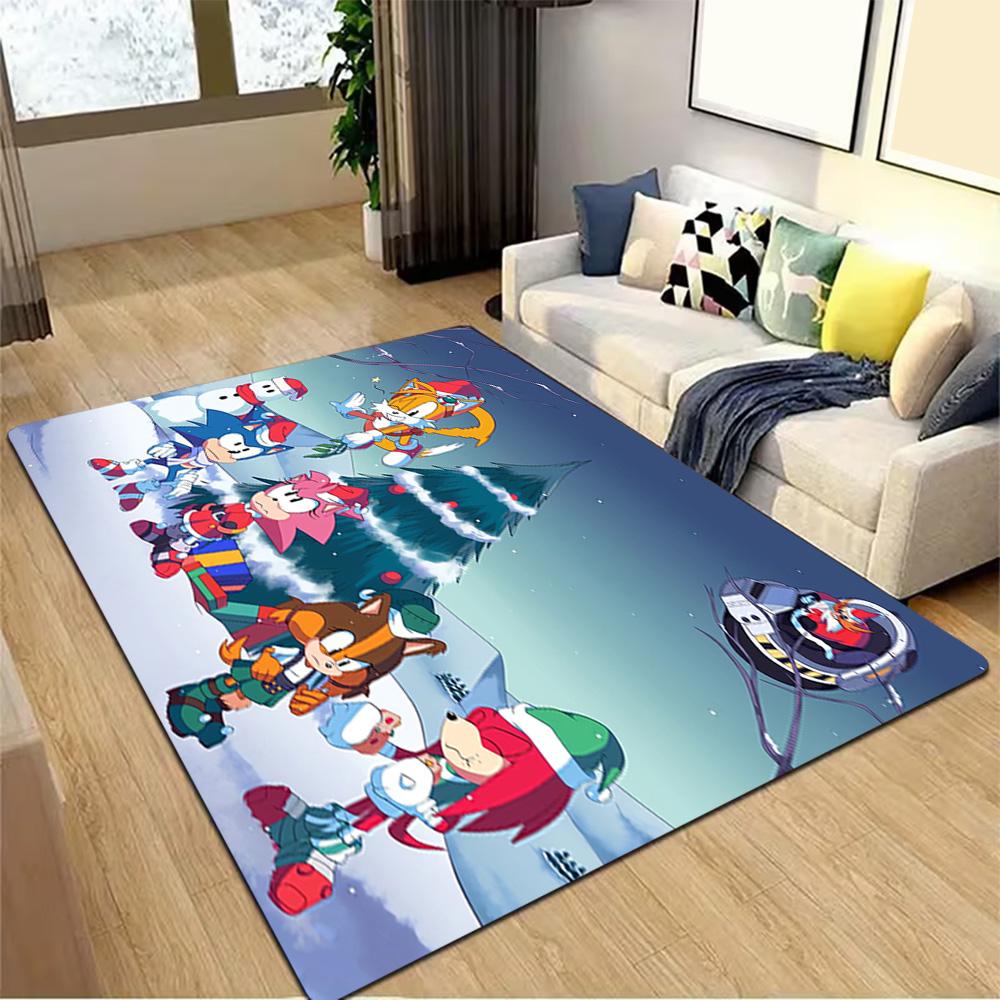 Sonic The Hedgehog Figures Set Decoration,Carpet,Living Room,Bedroom, Non-slip,Square rug
