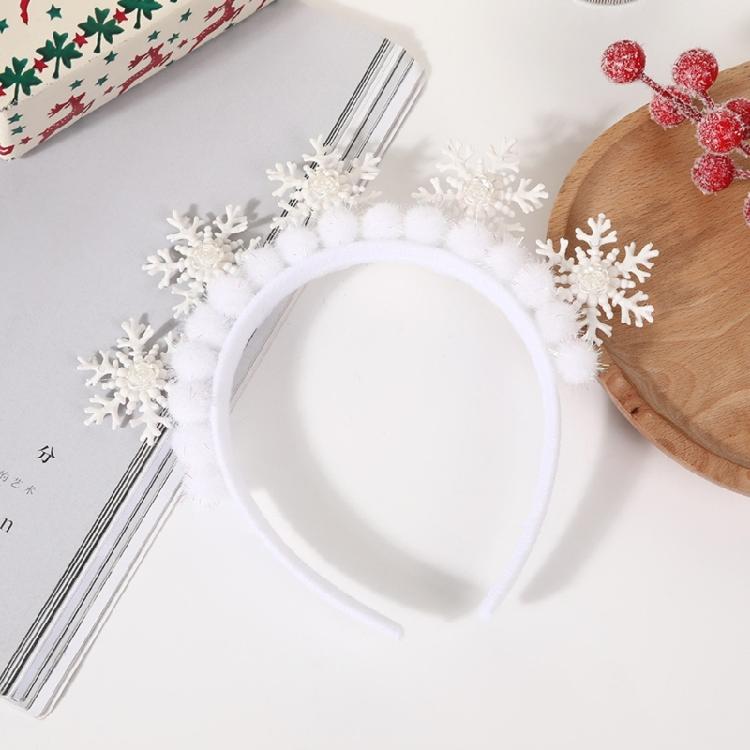 Glittering Rhinestones Snowflake Headband for Women and Girls White Headwear Hair Accessory for Christmas and Winter Fun
