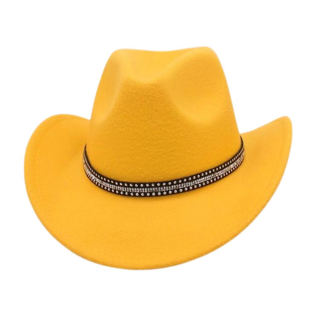 Retro British Style Cowboy Hat Men'S And Women'S Top Hat Versatile Rhinestone Premium Woolen Felt Hat