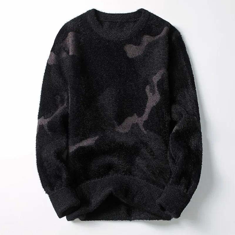 Sweater Male Round Collar Autumn and Winter Plus Velvet Thickened Youth Sweater Pullover