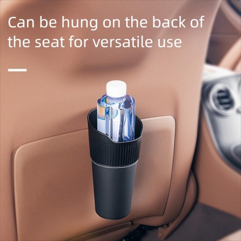 Leather Wrapping Car Trash Can Multifunctional Vehicle Dustbin Waste Bin Cup Holder Auto Parts