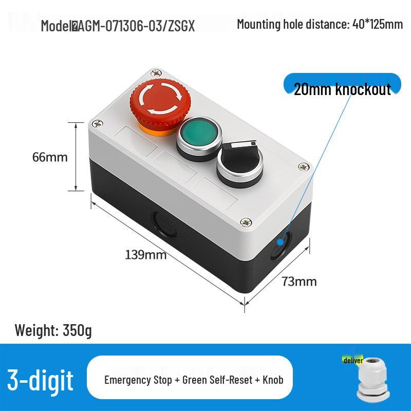 KEOLEA Waterproof Emergency Stop & Start Button, Industrial Self-Reset Push Control Box