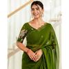 Women's Georgette Scalloped Border Saree With Unstitched Blouse