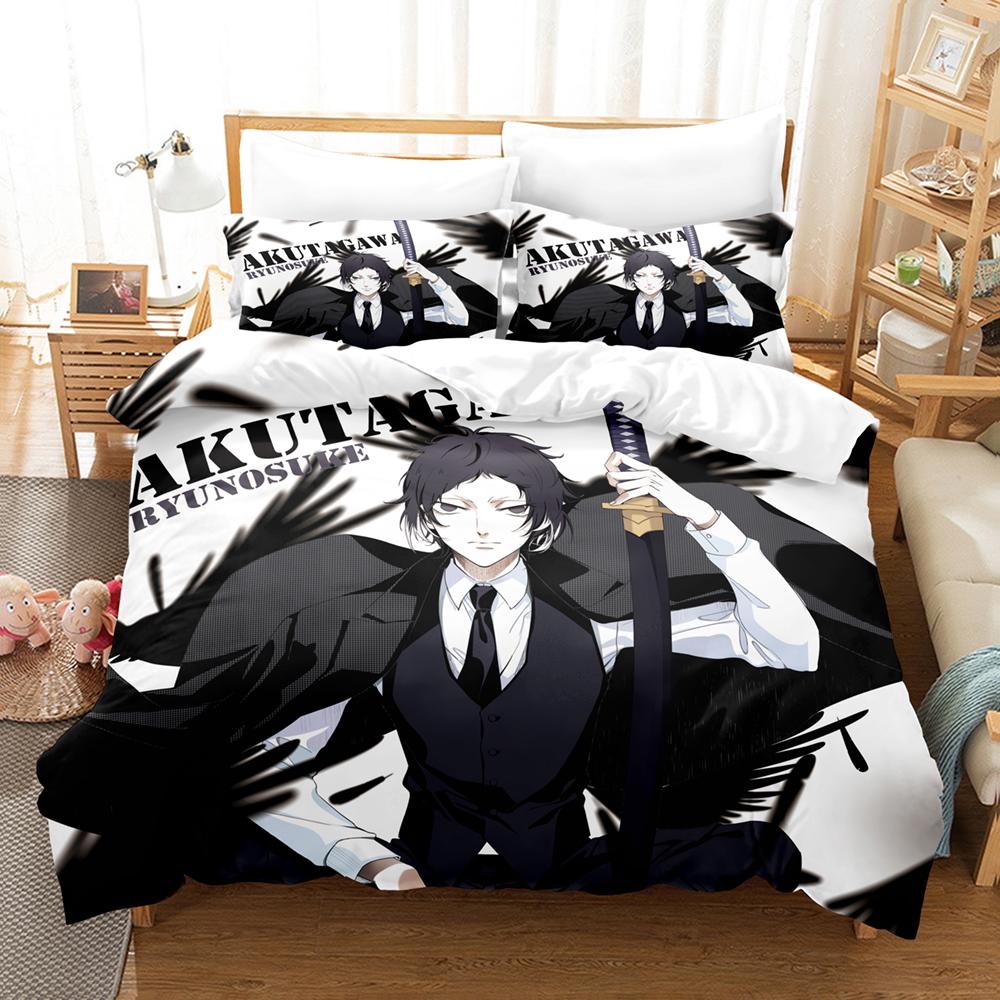 Anime : Bungo Stray Dogs Bedding Set Cartoon Duvet Cover And Pillowcases Queen Full Size Kids Gift Decor Home Bedclothes