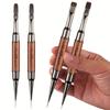 Elegant Sandalwood Dual-Ended Nail Art Brushes Precision Detailing & Shaping, Wooden Handle, for Manicure and Pedicure, Nail Art Accessories