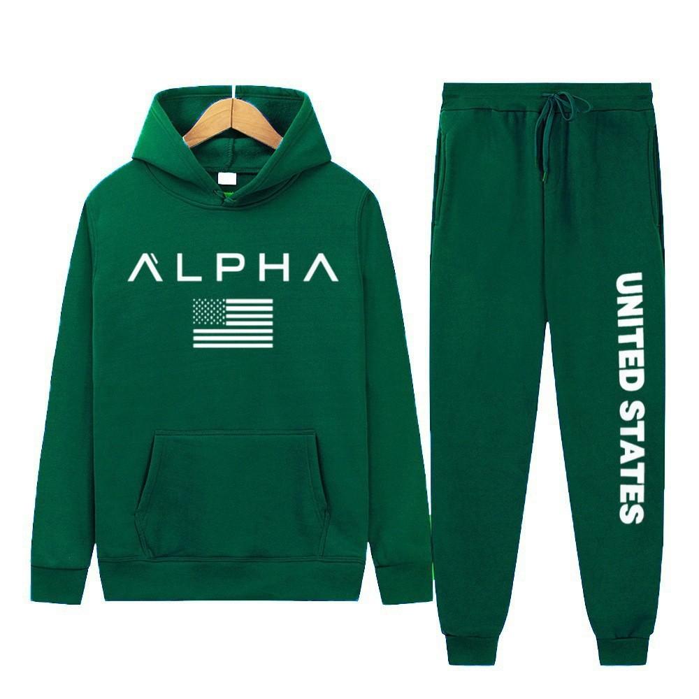 New letter printing two-piece hooded sweater autumn and winter men's casual sports hoodie men's