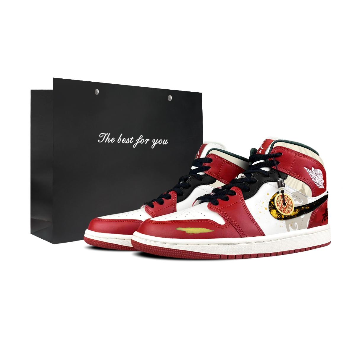 

Jordan Air Jordan 1 Abrasion Resistant Mid top Vintage Basketball Shoes Unisex Red White DQ8426-105(Team373-LD) 40.5