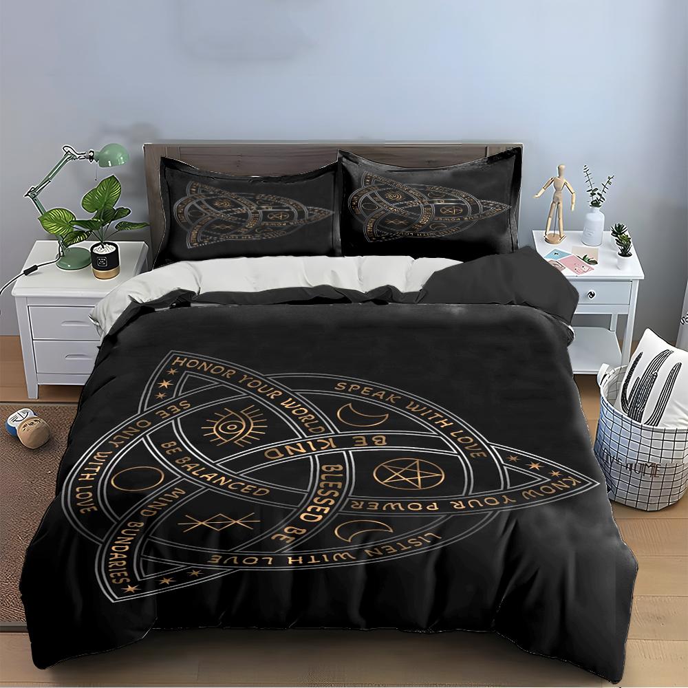 Mystic Symbol Black Bedding Set Bedding set (1 duvet cover, 2 pillowcases, duvet not included)