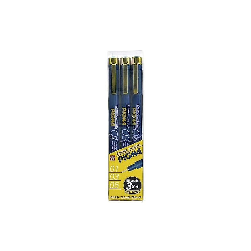 Sakura Craypas Pigma Water-Based Pens, Black, Set of 3 (ESDK-3A)