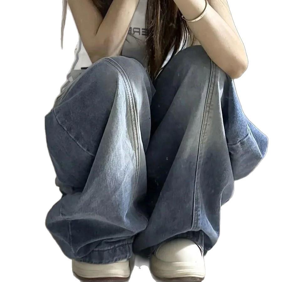 Retro Curved High-Waist Wide Leg Jeans for Women - Versatile & Slimming Spring/Summer Trend