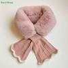  Solid Color Winter Neck Warmer Faux Rabbit Fur Thicken Cross Collar Scarf Neck Warmer Plush Scarf Cold Weather