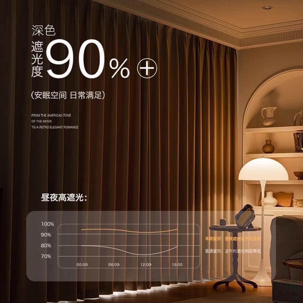 Blackout Curtains Engineering School Simple Bedroom Living Room Thickened Taikoo Li High Blackout Curtains Flame Retardant Hotel