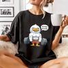 No Pain No Gain Buff Crying Weightlifting Duck Cotton Women T Shirt Cute Cartoon Gym Fitness Graphic Tops Fun Workout Tee