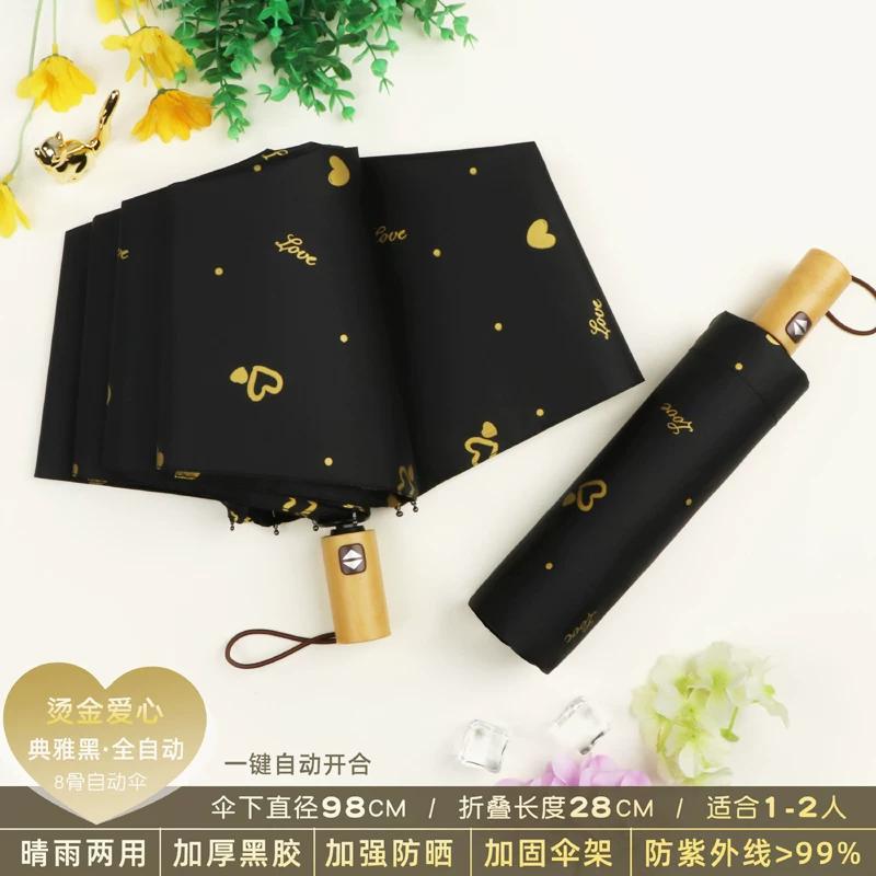 Ombrello da Bambina Carino con Stampa Pois Pieghevole Protezione Solare UV Automatico Pioggia e Sole Doppio Uso Ombrello da Sole