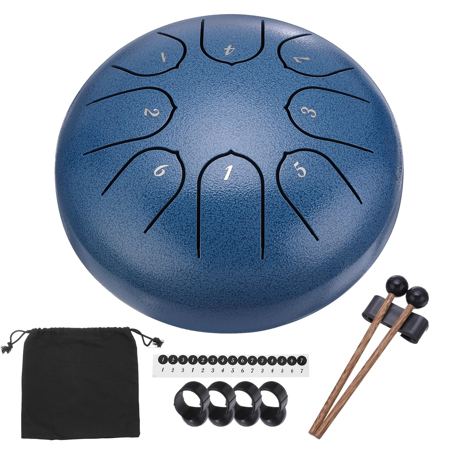 

uxcell Steel Tongue Drum, 6 8-Note Steel Hand Drum with Bag, Mallets, and Sheet Music, Worry-Free for Yoga, Meditation, and Camping (Dark Blue)