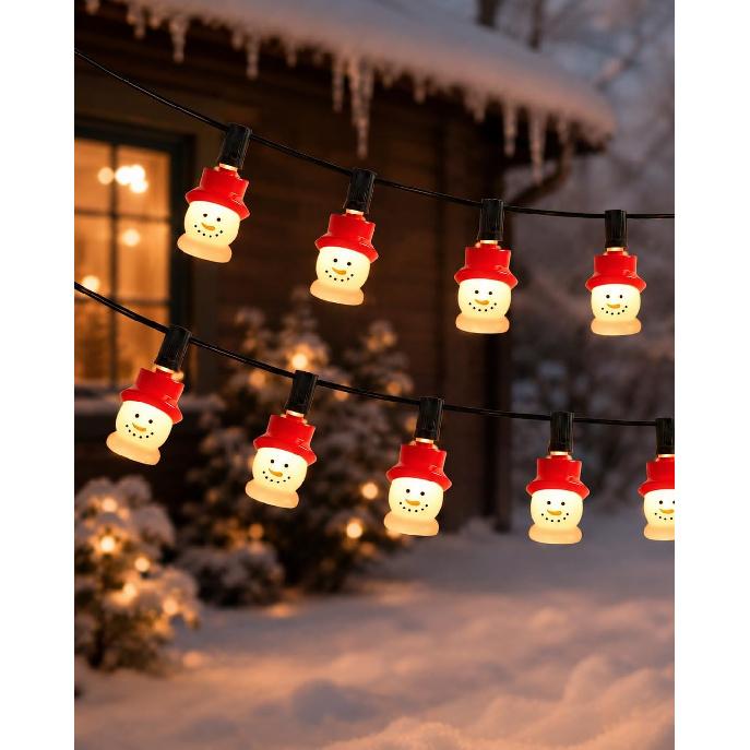 10.5FT Christmas Snowman Lights, 10 Ultra Bright E12 Snowman Lights