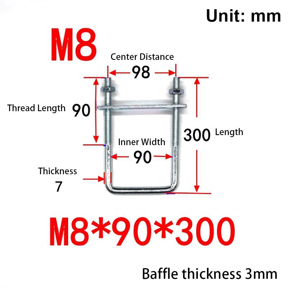 1Pcs With Baffle Pipe U-clamp Screws Right Angle U-bolt New Square Bolt for Square Tube