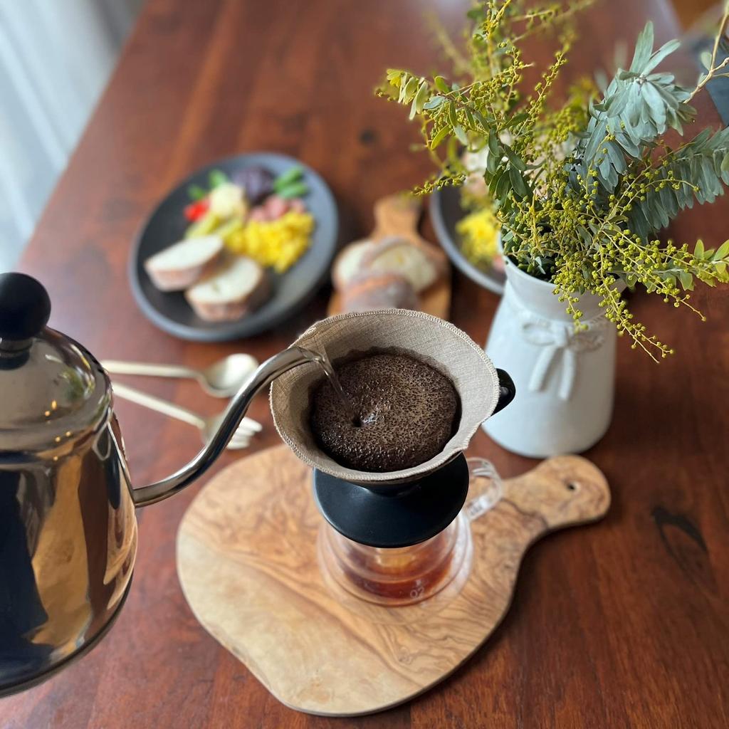 Washable Coffee Made In Sewn with Organic Cotton Pack of for Cups Japanese Filters, Trapezoid, Japan, Linen, Thread, 3, 1-4 (White, Linen) [Trapezoid]