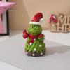 Indoor Seasonal Decorations Christmas Green Monsters Ornament with Santa Hat And Scarf, Resin Frog Theme Landscape Figurine for Home Decoration,