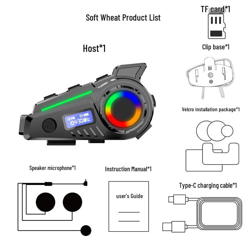 K19 Bluetooth Noise-Cancelling Waterproof Motorcycle Helmet Headset K19 Helmet Bluetooth Earphones