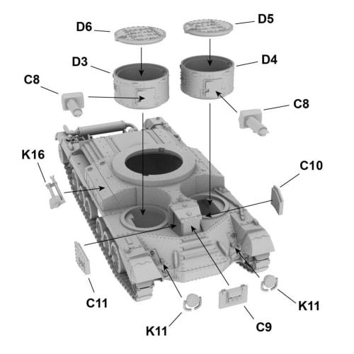 World At War 1/72 British Mark I Cruiser Tank (A9) 2-pounder Gun Plastic Model PW72011